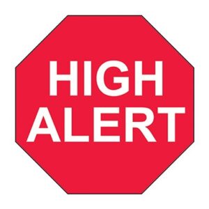 Pre-Printed Label Indeed Caution Label Red Paper HighAlert White Alert Label 3/4 Octagon