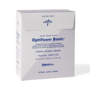 Foam Dressing Optifoam Basic 3 X 3 Inch Without Border Without Film Backing Nonadhesive Square Sterile