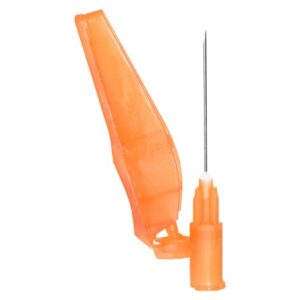 Safety Hypodermic Needle Sol-Care 1 Inch Length 25 Gauge Regular Wall Hinged Safety Needle