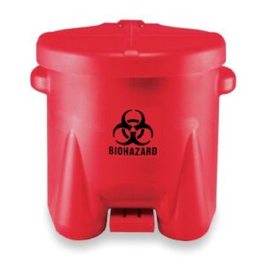 Medical Waste Trash Can Eagle 40 Quart / 10 gal. Red Polyethylene Round