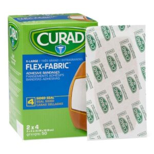 Adhesive Strip Curad Flex-Fabric 2 X 4 Inch Fabric Rectangle Tan Sterile