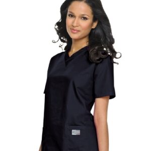 Scrub Shirt X-Small Navy Blue 3 Pockets Short Set-In Sleeve Female