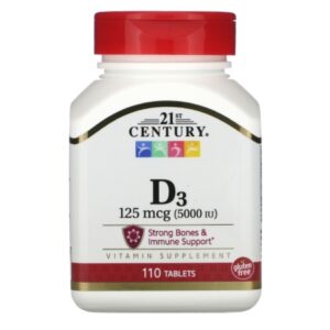 Vitamin Supplement 21st Century Vitamin D / Calcium 5,000 IU Strength Tablet 110 per Bottle