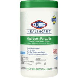 Surface Disinfectant Cleaner Clorox Healthcare Premoistened Hydrogen Peroxide Based Manual Pull Wipe 155 Count Canister Unscented NonSterile