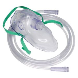 Oxygen Mask Elongated Style Adult One Size Fits Most Adjustable Head Strap / Nose Clip