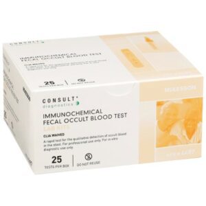 Cancer Screening Test Kit McKesson Consult Fecal Occult Blood Test (iFOB or FIT) 25 Tests CLIA Waived