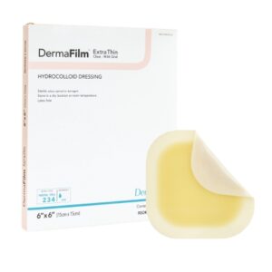 Thin Hydrocolloid Dressing DermaFilm Film Backing 6 X 6 Inch Square Hydrocolloid / Film