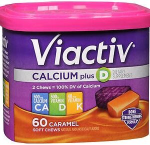 Joint Health Supplement Viactiv Calcium / Vitamin D / Vitamin K 650 mg – 500 IU – 40 mcg Strength Chewable Tablet 60 per Box Caramel Flavor