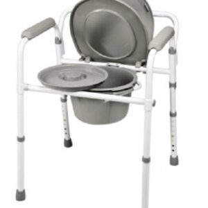 3-in-1 Commode Chair Lumex Padded Fixed Arms Steel Frame Back Bar 14 Inch Seat Width 300 lbs. Weight Capacity