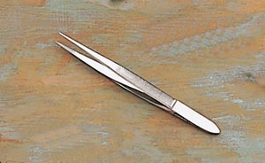 Splinter Forceps ADC 3-1/2 Inch Length Floor / Office Grade Stainless Steel NonSterile NonLocking Thumb Handle Straight Fine, Serrated Tips