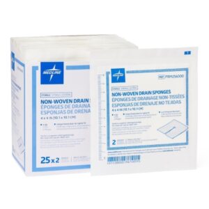 Drain Sponge Medline Essentials 4 X 4 Inch 6-Ply Sterile 2 per Pack
