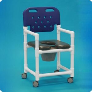 Commode / Shower Chair Economy Fixed Arms PVC Frame With Backrest 21 Inch Seat Width 300 lbs. Weight Capacity