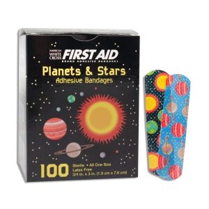 Adhesive Strip American White Cross 5/8 X 2-1/4 Inch Plastic Rectangle Kid Design (Planets / Stars) Sterile