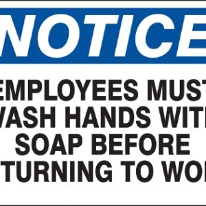 Wall Sign Instructional Sign Employee Must Wash Hand