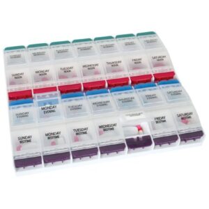 Pill Organizer Push Button Medtime Planner X-Large 7 Day 4 Dose