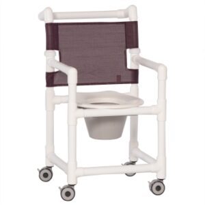 Commode / Shower Chair ipu Fixed Arms PVC Frame Mesh Backrest 21 Inch Seat Width 300 lbs. Weight Capacity
