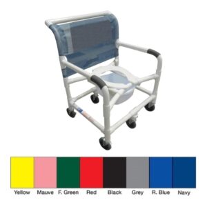 Shower Chair MJM International Fixed Arms PVC Frame Mesh Backrest 26 Inch Seat Width 600 lbs. Weight Capacity