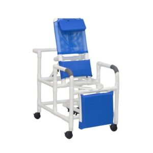 Shower Chair MJM International Fixed Arms PVC Frame Reclining Mesh Backrest 24 Inch Seat Width 325 lbs. Weight Capacity