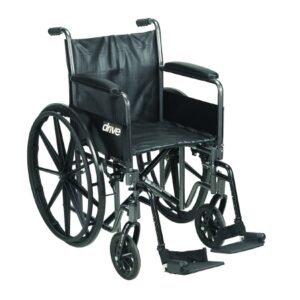 Wheelchair drive Silver Sport 2 Dual Axle Full Length Arm Swing-Away Footrest Black Upholstery 18 Inch Seat Width Adult 300 lbs. Weight Capacity