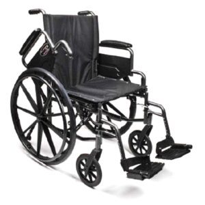 Lightweight Wheelchair Traveler L4 High Strength Dual Axle Desk Length Arm Swing-Away Footrest Black Upholstery 20 Inch Seat Width Adult 250 lbs. Weight Capacity