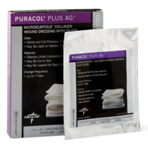 Silver Collagen Dressing Puracol Plus AG+ 1 X 8 Inch Rope Sterile