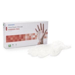 Exam Glove McKesson Confiderm Medium NonSterile Vinyl Standard Cuff Length Smooth Clear Not Rated
