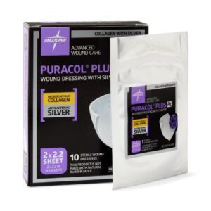 Silver Collagen Dressing Puracol Plus AG+ 2 X 2 Inch Square Sterile
