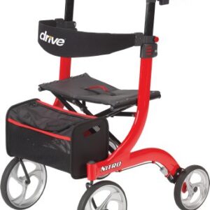4 Wheel Rollator drive Nitro Red Adjustable Height / Folding Aluminum Frame