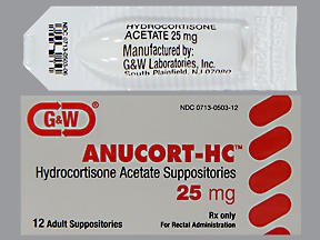 Anucort-HC Hydrocortisone Acetate 25 mg Suppository 12 Suppositories
