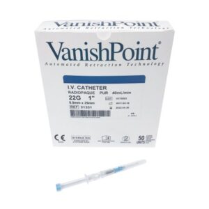 Peripheral IV Catheter VanishPoint 22 Gauge 1 Inch Polyurethane Straight Hub Non Blood Control Passive Safety