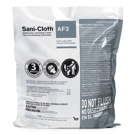 Surface Disinfectant Cleaner Refill Sani-Cloth AF3 Premoistened Germicidal Manual Pull Wipe 160 Count Bag Mild Scent NonSterile