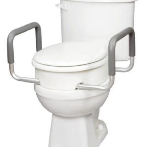 Raised Toilet Seat with Arms Carex 3-1/2 Inch Height Standard Round 250 lbs. Weight Capacity