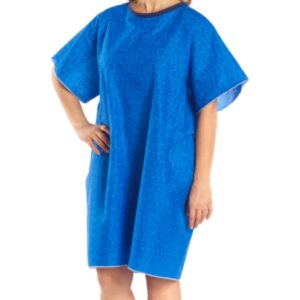 Patient Exam Gown TieBack One Size Fits Most Blue Marble Print Reusable