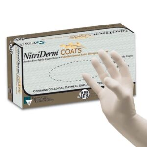 Exam Glove NitriDerm COATS Medium NonSterile Nitrile Standard Cuff Length Fully Textured White Chemo Tested