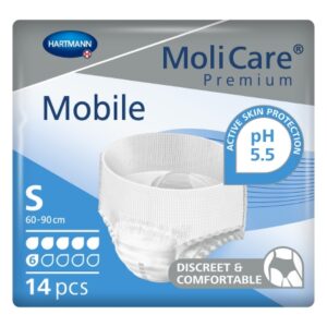 Unisex Adult Absorbent Underwear MoliCare Premium Mobile 6D Pull On with Tear Away Seams Small Disposable Moderate Absorbency