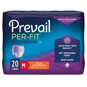 Female Adult Absorbent Underwear Prevail Per-Fit Pull On with Tear Away Seams Medium Disposable Moderate Absorbency