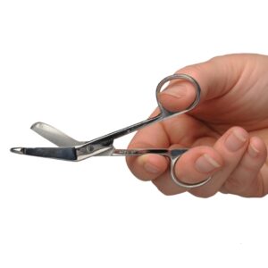 Bandage Scissors ADC Lister 4-1/2 Inch Length Floor / Office Grade Pakistani Stainless Steel NonSterile Finger Ring Handle Angled Blunt Tip / Blunt Tip