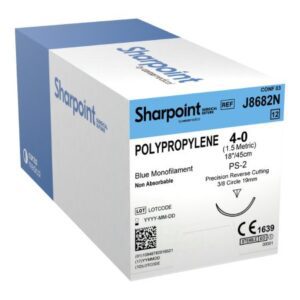Nonabsorbable Suture with Needle Surgical Specialties Polypropylene DS18 3/8 Circle Precision Reverse Cutting Needle Size 4-0 Monofilament
