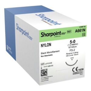 Nonabsorbable Suture with Needle Surgical Specialties Nylon DSM18 3/8 Circle Precision Reverse Cutting Needle Size 5-0 Monofilament