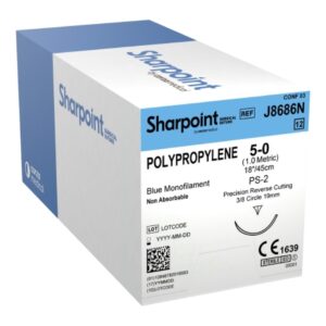Nonabsorbable Suture with Needle Surgical Specialties Polypropylene FS-2 3/8 Circle Precision Reverse Cutting Needle Size 5-0 Monofilament