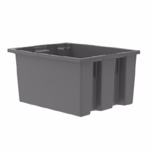 Storage Tote Nest & Stack Gray Industrial Grade Polymers 10 X 15-1/2 X 19-1/2 Inch