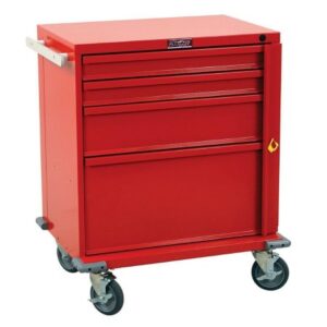Crash Cart V-Series Steel Body and Drawers 22 X 29.5 X 34 Inch Red (2)-3 Inch, (1)-6 Inch, (1)-12 Inch Drawer Configuration, 16.75 X 23 Inch Internal Drawer