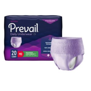 Female Adult Absorbent Underwear Prevail Daily Underwear Pull On with Tear Away Seams Medium Disposable Heavy Absorbency