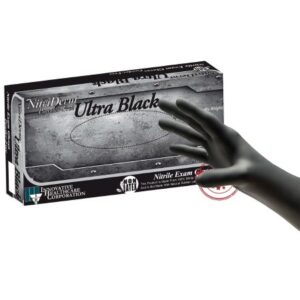 Exam Glove NitriDerm Ultra Black Large NonSterile Nitrile Standard Cuff Length Textured Fingertips Black Chemo Tested / Fentanyl Tested