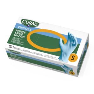 Exam Glove Curad Small NonSterile Nitrile Standard Cuff Length Fully Textured Blue Chemo Tested
