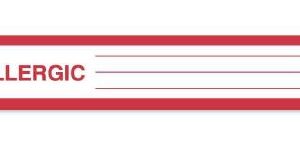 Pre-Printed Label UAL Allergy Alert White Paper ALLERGIC:_____________ Alert Label 1 X 4-1/2 Inch