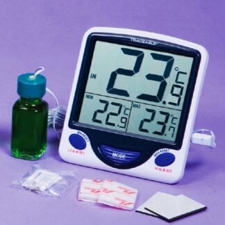 Digital Refrigerator / Freezer Thermometer with Alarm Traceable Jumbo Display Memory Monitoring Fahrenheit / Celsius -58 degree to +158 degreeF (-50 degree to +70 degreeC) Bottle Probe Desk / Wall / Door Mount Battery Operated