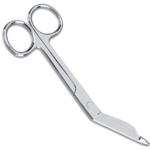 Bandage Scissors Prestige Medical Lister 5-1/2 Inch Length Stainless Steel NonSterile Finger Ring Handle Angled Blunt Tip / Blunt Tip