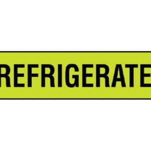 Pre-Printed Label Shamrock Auxiliary Label Chartreuse Vac REFRIGERATE Black Temperature Control 5/16 X 1-1/4 Inch