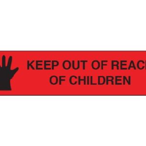 Pre-Printed Label Shamrock Auxiliary Label Red Krome KEEP OUT OF REACH / OF CHILDREN Black Safety and Instructional 3/8 X 1-1/2 Inch